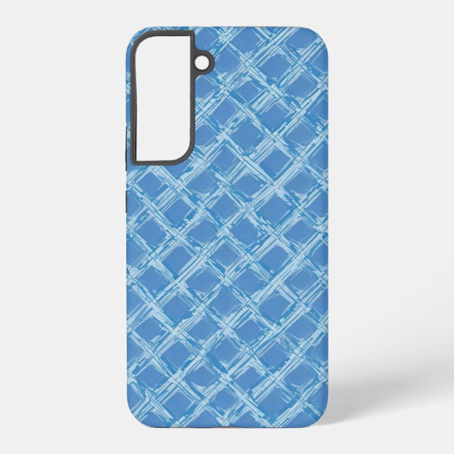 Blaues Pinselgitter Samsung Galaxy Hülle (Rückseite)