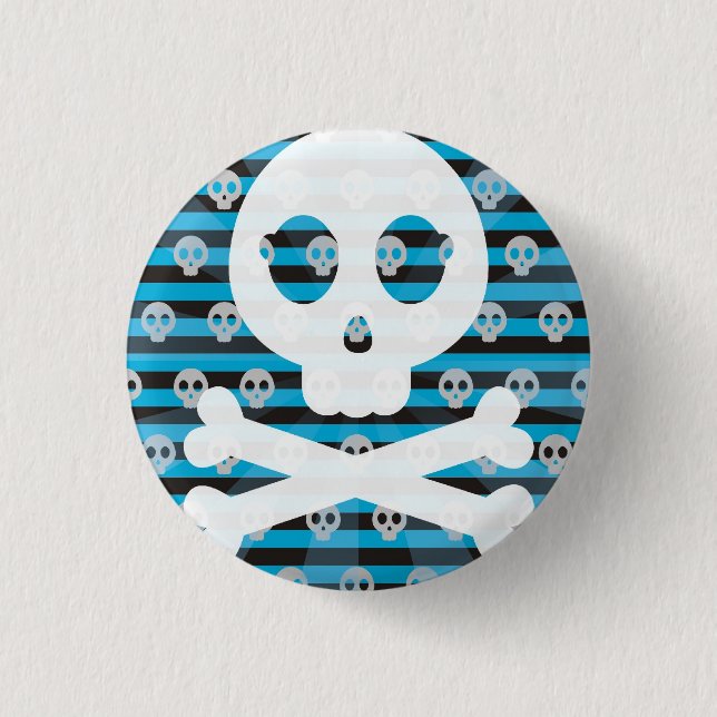Blaues Piraten-Schädel-Button-Abzeichen Button (Vorderseite)