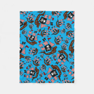 Blaues Piratenschiff Fleecedecke