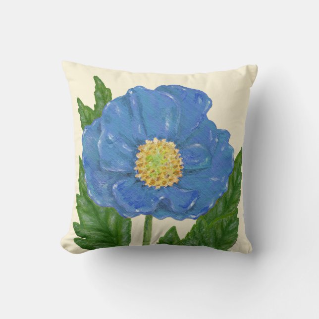 Blaues Poppy-Kissen Kissen (Vorderseite)