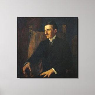 Blaues Porträt von Nikola Tesla Leinwanddruck