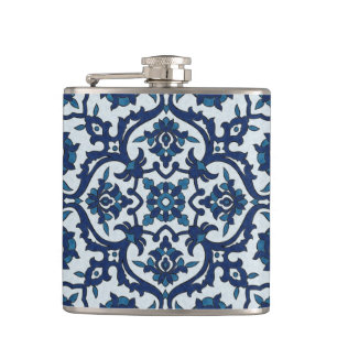 Blaues portugiesisches Azulejos-Muster Flachmann