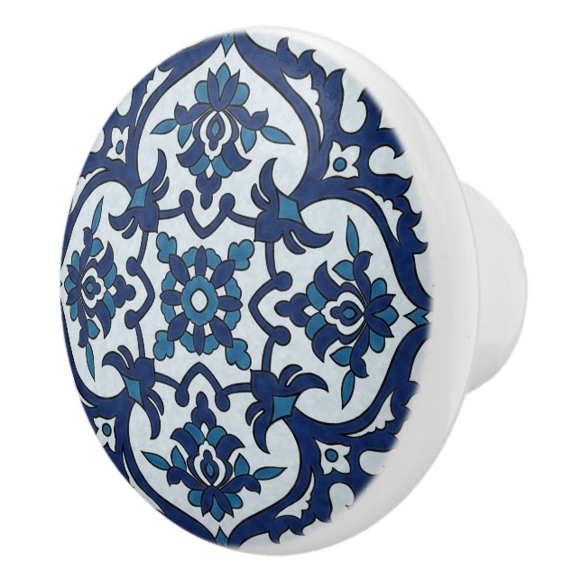 Blaues portugiesisches Azulejos-Muster Keramikknauf (Rechts)