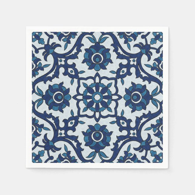 Blaues portugiesisches Azulejos-Muster Serviette (Vorderseite)