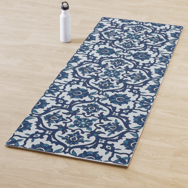Blaues portugiesisches Azulejos-Muster Yogamatte (Beispiel)