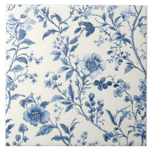 Blaues Portugiesisches Blumenmuster Fliese