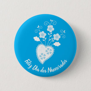 Blaues portugiesisches romantisches Herz Button