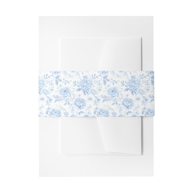 Blaues Porzellan-Blumenzehen Einladungsbanderole (Vorderseite Beispiel)