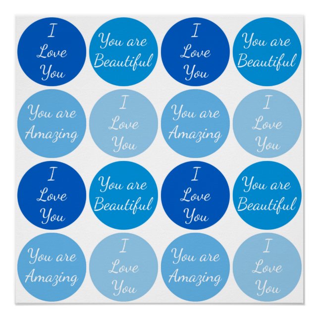 Blaues positives Affirmationswortmuster Poster (Vorderseite)