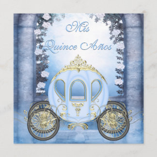 Blaues Prinzessin Carriage Enchanted Quinceanera Einladung