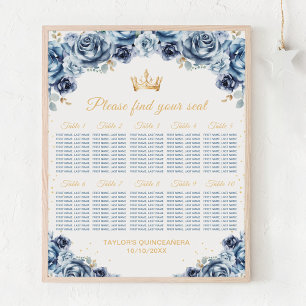 Blaues Prinzessin Quinceañera Sitzordnung für 10 T Poster
