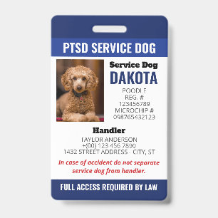 Blaues PTSD-Servicehundeführer-Logo QR-Code-Foto-I Ausweis