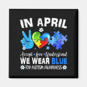 Blaues Puzzle Autismus-Bewusstsein im April akzept Magnet