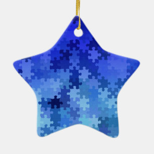 Blaues Puzzlemuster Keramikornament
