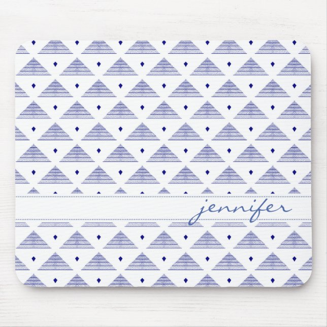 Blaues Pyramidenmuster Mousepad (Vorne)