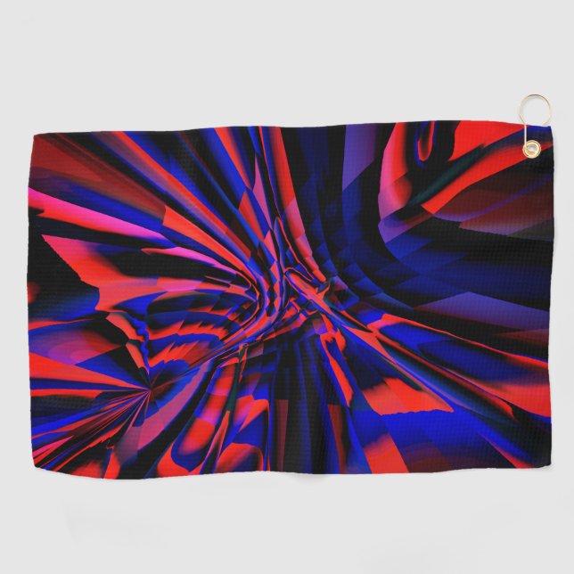 Blaues Quadrat-Design, ausgerichtet auf gekröntes  Golfhandtuch (Horizontal)