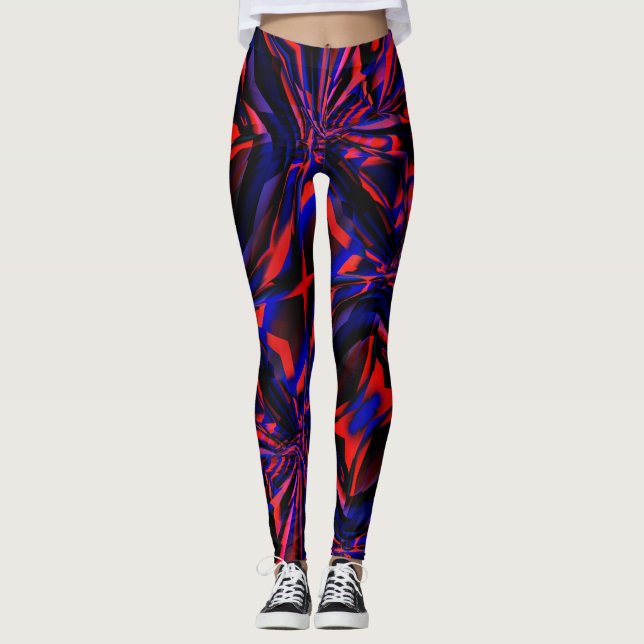 Blaues Quadrat-Design, ausgerichtet auf gekröntes  Leggings (Vorderseite)
