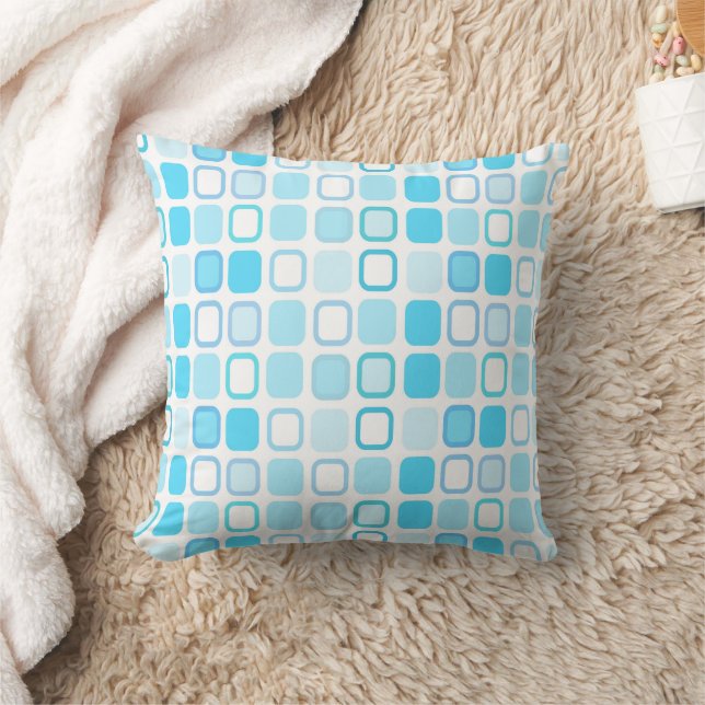 Blaues Quadrat-Design Kissen (Decke)