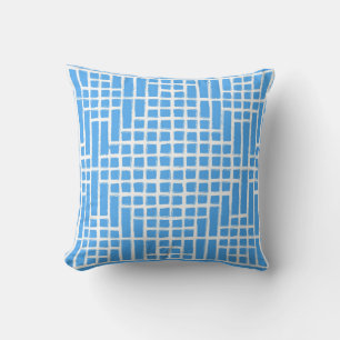 Blaues Quadrat-Muster Kissen
