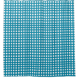 Blaues Quadratmaschengitter Duschvorhang