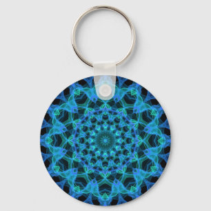 Blaues Quallen-Kaleidoskop Schlüsselanhänger