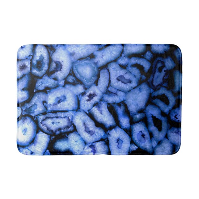 Blaues Quarz Agate, blaue Geoden, abstraktes Muste Badematte (Vorderseite)