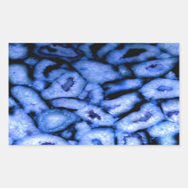 Blaues Quarz Agate, blaue Geoden, abstraktes Muste Rechteckiger Aufkleber