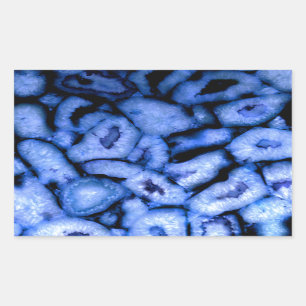 Blaues Quarz Agate, blaue Geoden, abstraktes Muste Rechteckiger Aufkleber