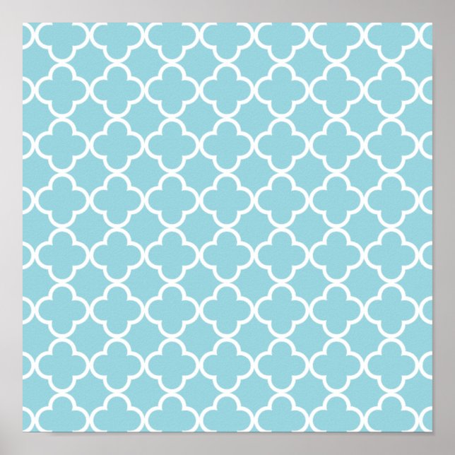 Blaues Quatrefolienmuster Poster (Vorne)