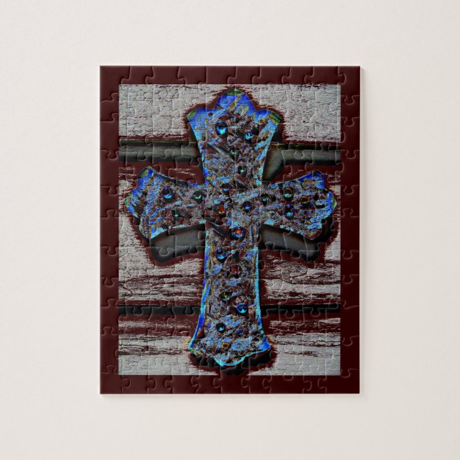 Blaues QuerFoto-Puzzlespiel mit Geschenkboxen (Vertikal)