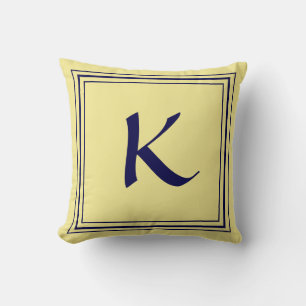 Blaues Rahmen-Monogramm Buchstabe Minimalistische  Kissen