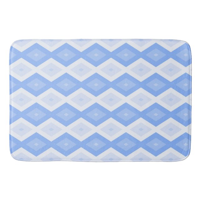 Blaues Rautenmuster Badematte (Vorderseite)
