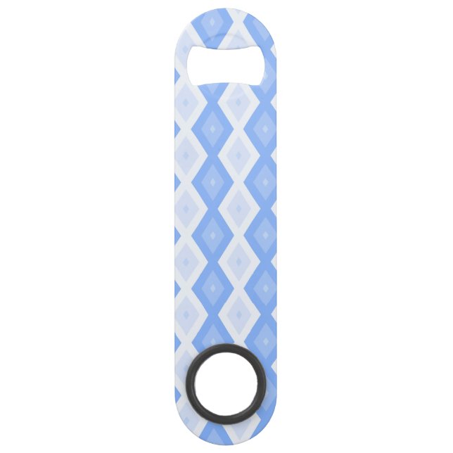Blaues Rautenmuster Speed Flaschenöffner (Vorderseite)