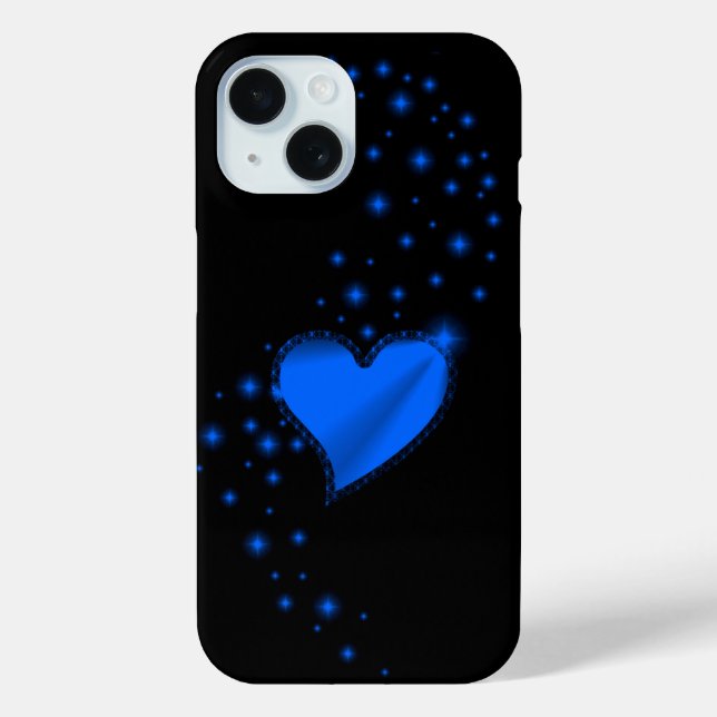 Blaues Regenbogenherz mit Sternen Case-Mate iPhone Hülle (Rückseite)