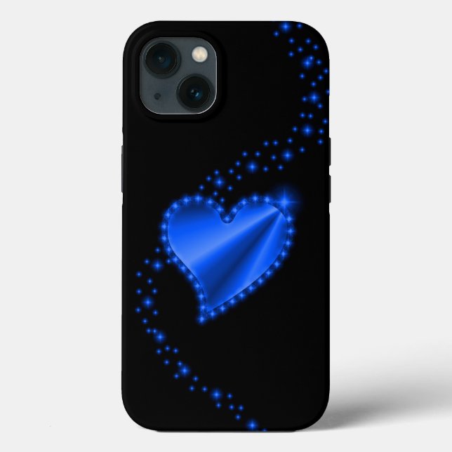 Blaues Regenbogenherz mit Sternen Case-Mate iPhone Hülle (Rückseite)