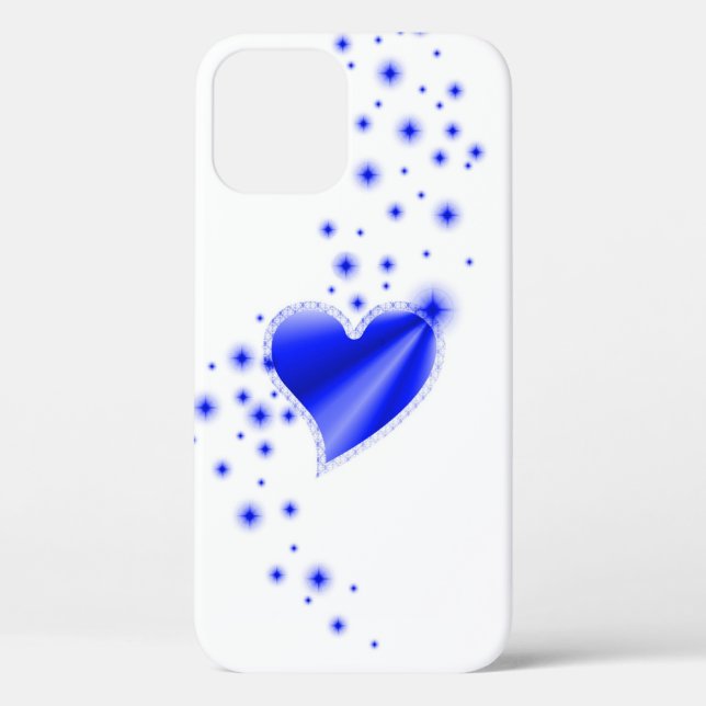 Blaues Regenbogenherz mit Sternen Case-Mate iPhone Hülle (Rückseite)