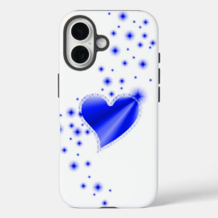 Blaues Regenbogenherz mit Sternen iPhone 16 Hülle