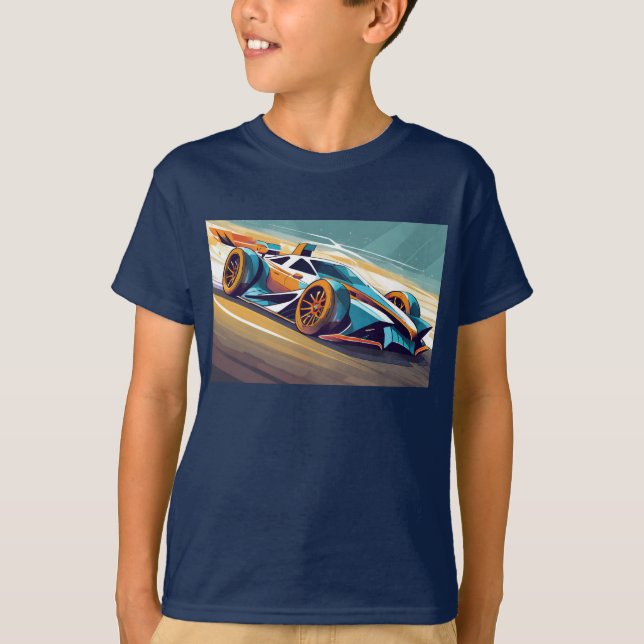 Blaues Rennfahrzeug T-Shirt (Vorderseite)