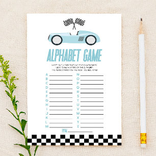 Blaues Rennwagen Alphabet Babyshower-Spiel
