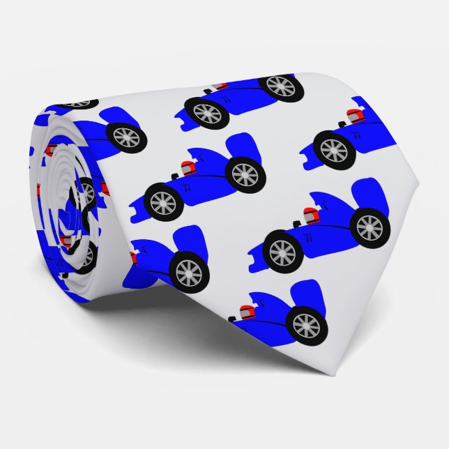 Blaues Rennwagendesign Krawatte (Gerollt)