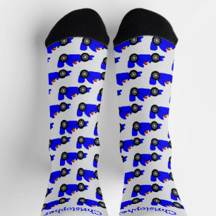 Blaues Rennwagendesign Personalisiert Socken