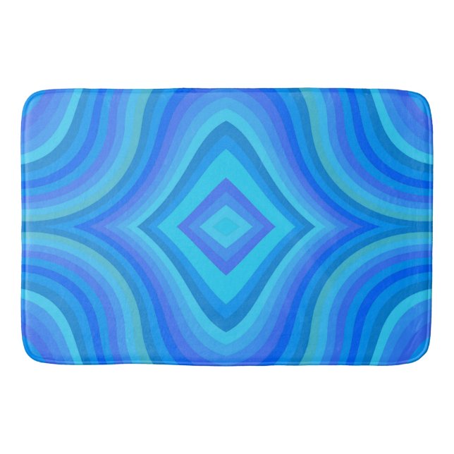 Blaues Retro-Muster Badematte (Vorderseite)