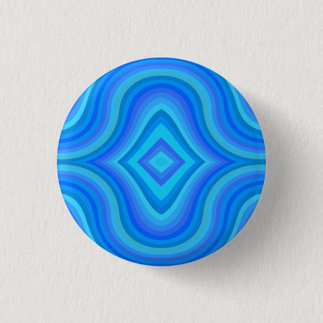 Blaues Retro-Muster Button (Vorderseite)