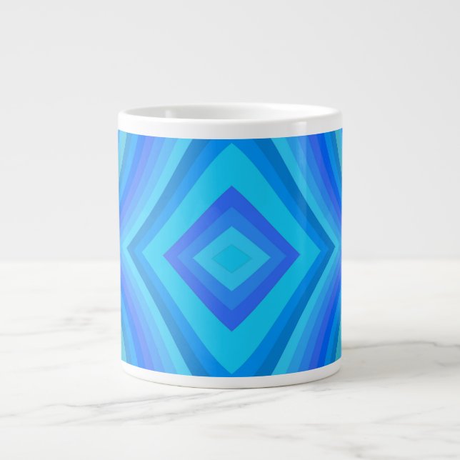 Blaues Retro-Muster Jumbo-Tasse (Vorderseite)