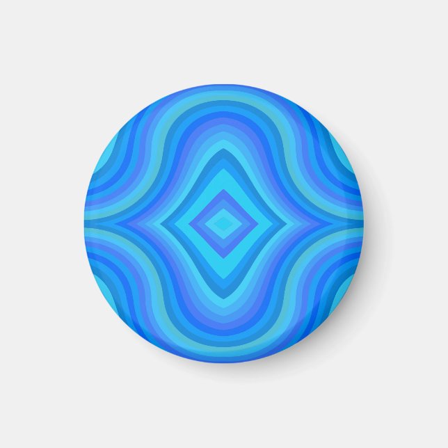 Blaues Retro-Muster Magnet (Vorne)