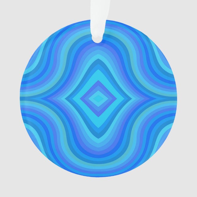 Blaues Retro-Muster Ornament (Vorderseite)