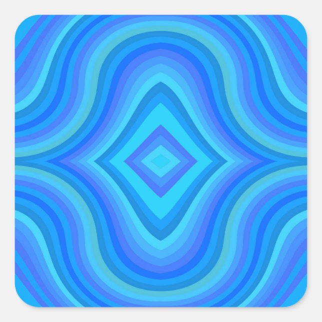 Blaues Retro-Muster Quadratischer Aufkleber (Vorderseite)