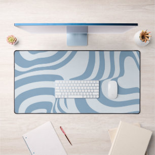 Blaues Retro-Swirle Groovy Y2K-Muster Schreibtischunterlage