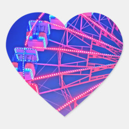 Blaues Riesenrad Herz-Aufkleber