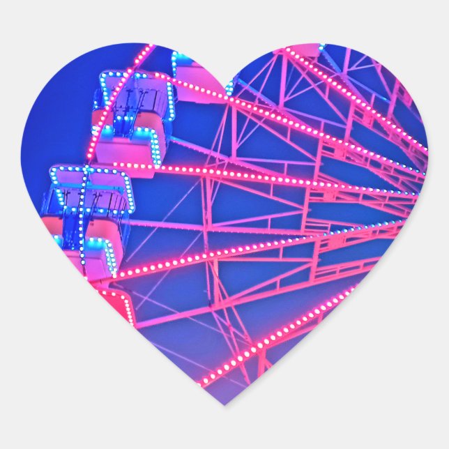 Blaues Riesenrad Herz-Aufkleber (Vorderseite)
